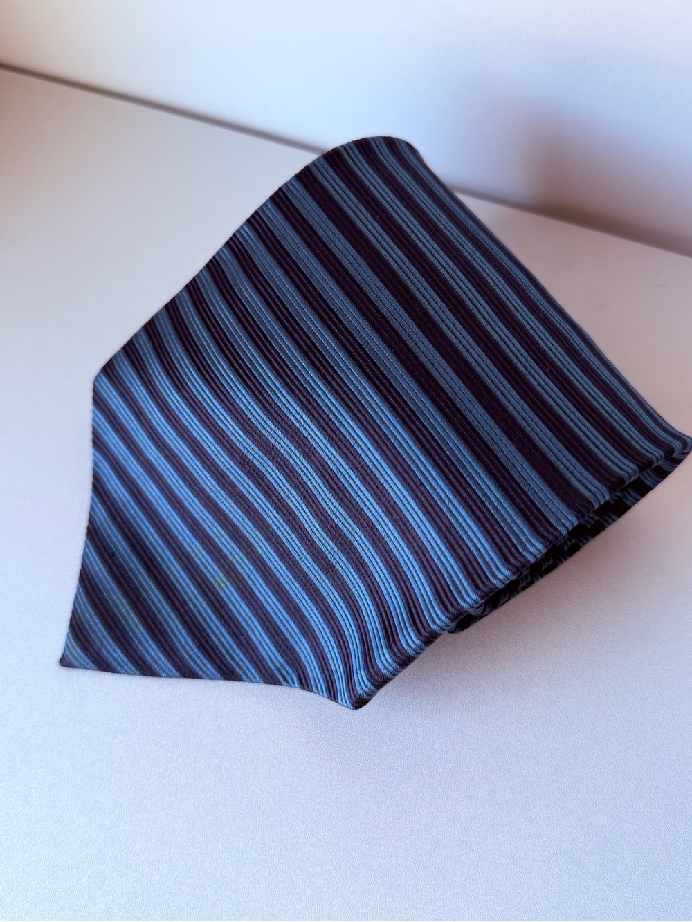 Vintage Monsieur Givenchy 100% Silk Blue Striped Tie Designer USA Tie Luxury - Picture 2 of 6